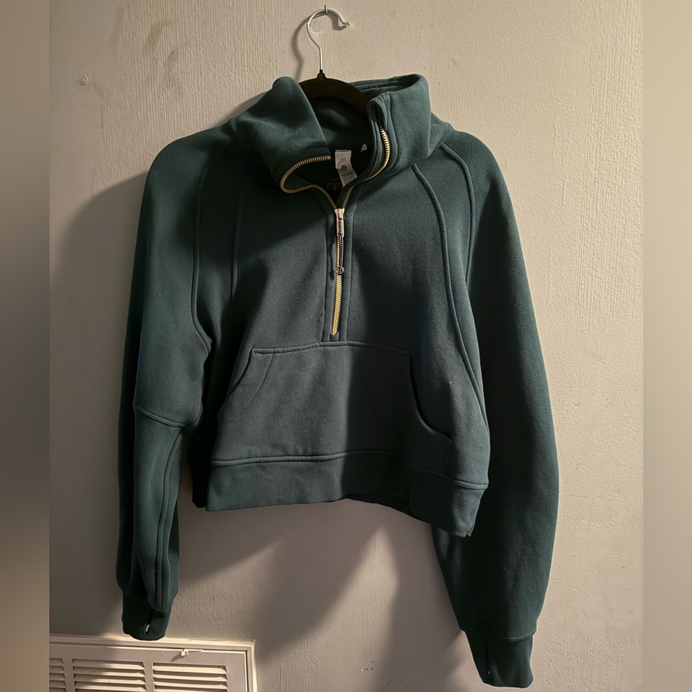 Emerald green and gold scuba half-zip